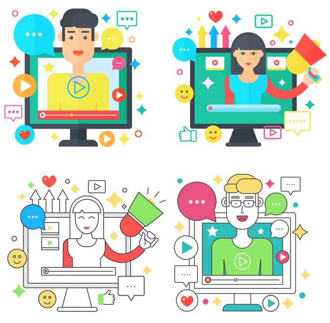 Video emails in sales - vector image