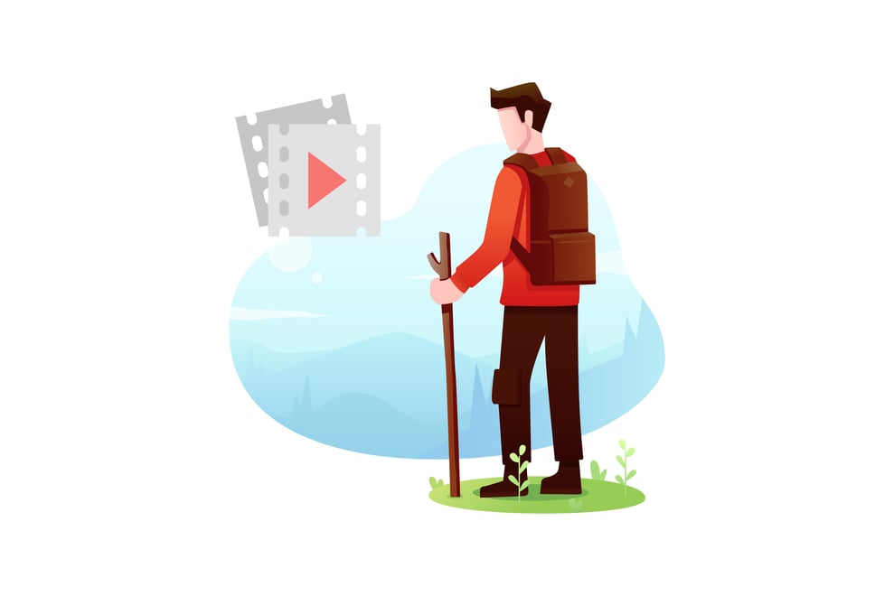 Hiker looking at video icon