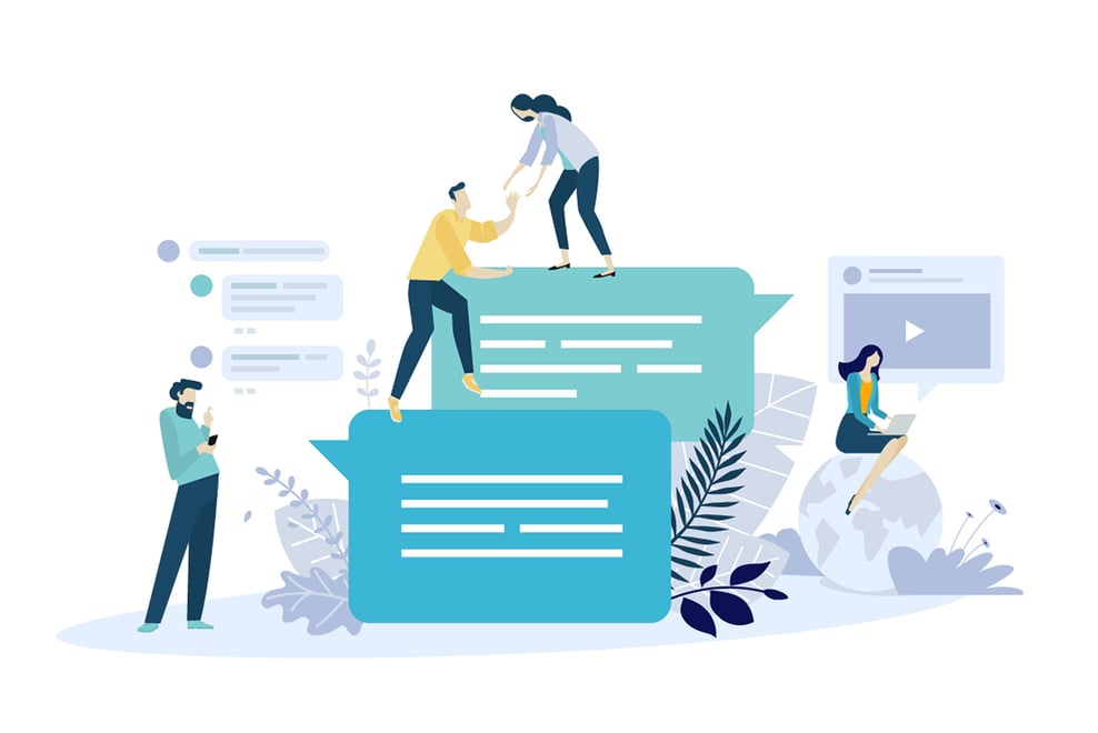 Scale up your business internal communications using videos - vector image