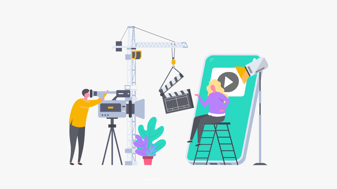 2 team members producing video content using SEO strategy