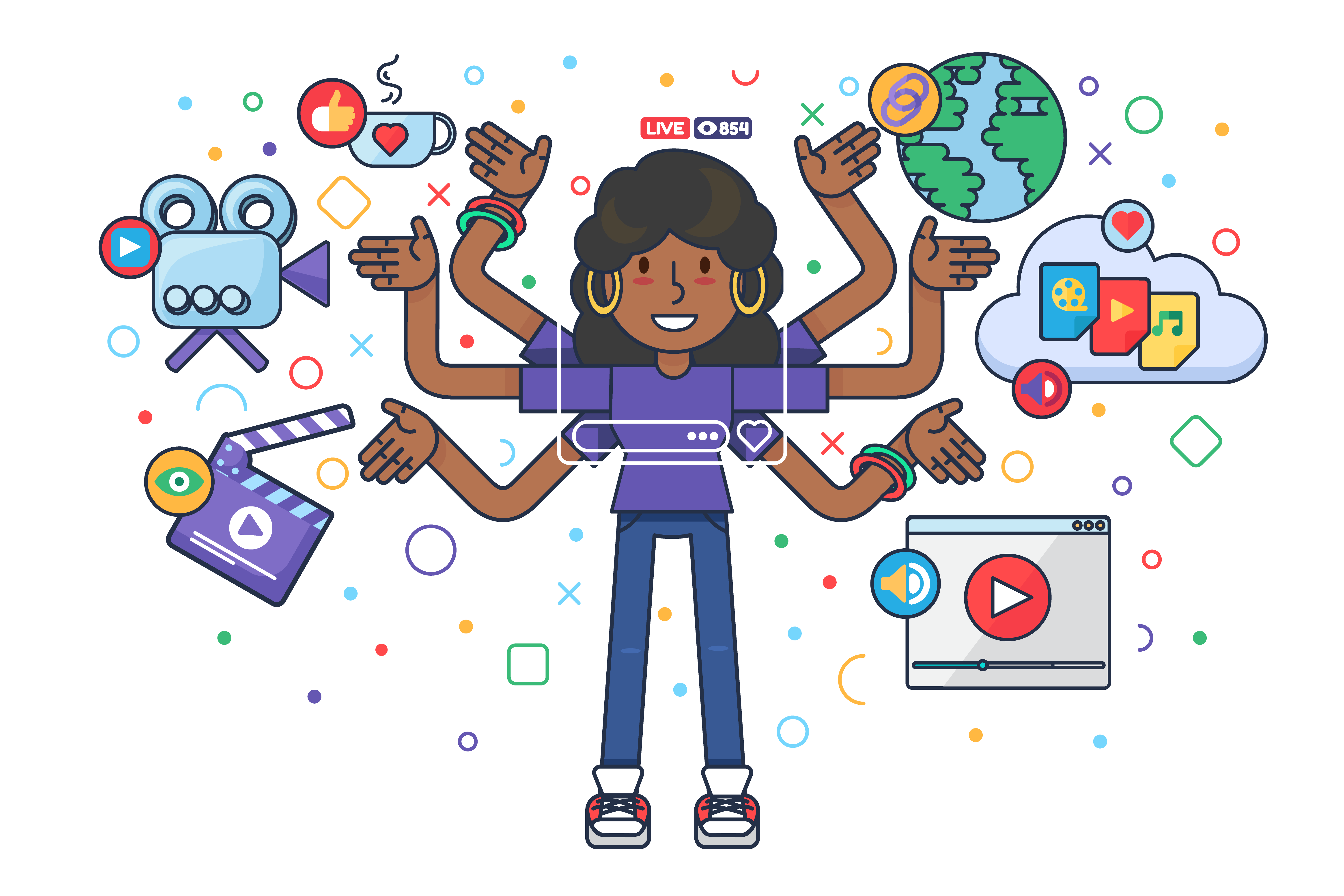 A girl making a video and posting it on social media